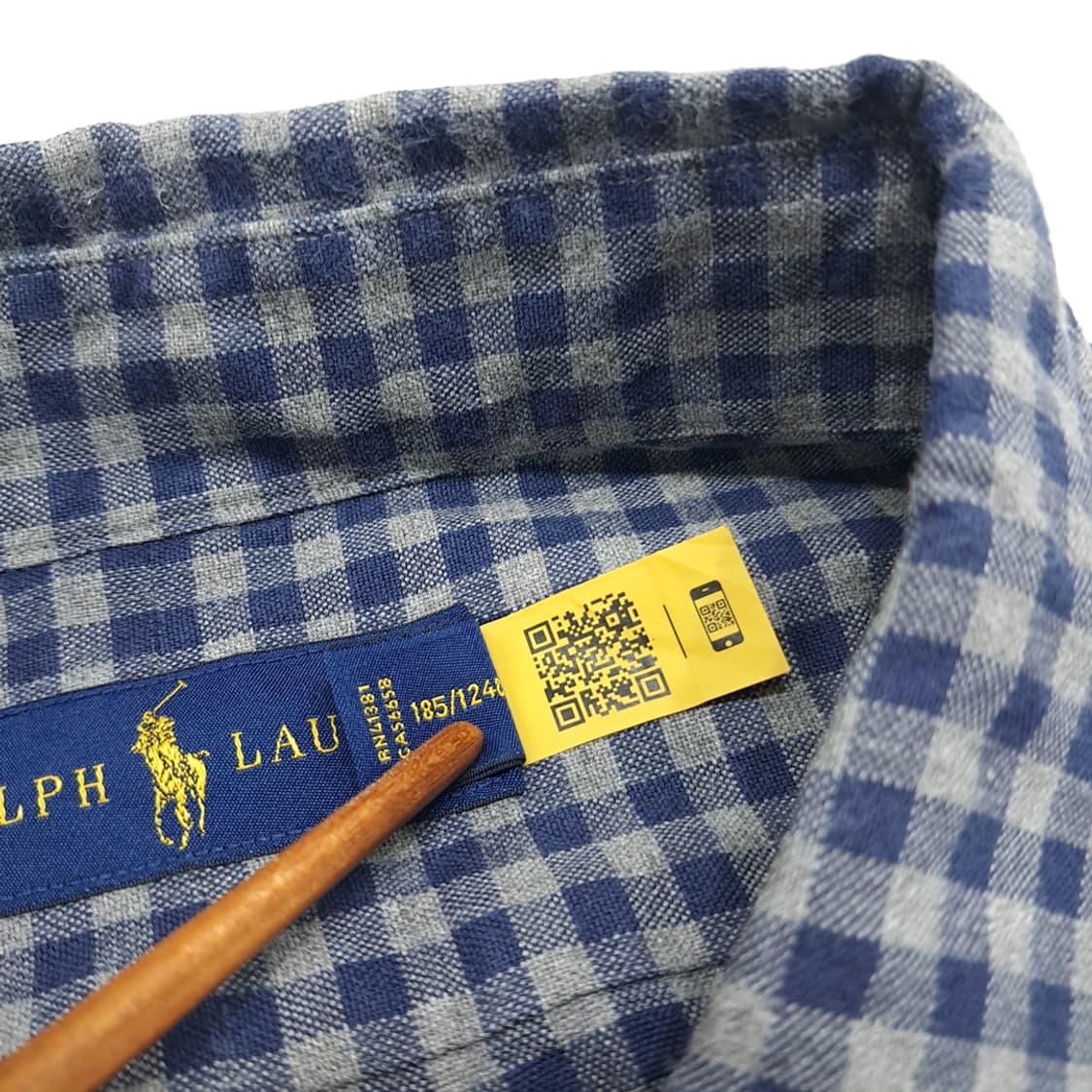 CN445 XLT 폴로 랄프로렌 로얄네이비 그레이 QR 깅엄체크 긴팔셔츠 상품이미지5