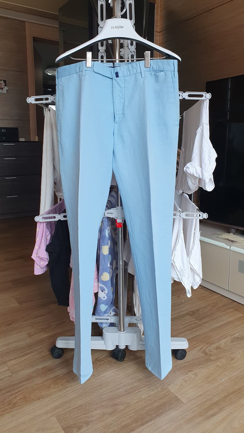 인코텍스 남성 하늘색 린넨 면바지 50 상품이미지1