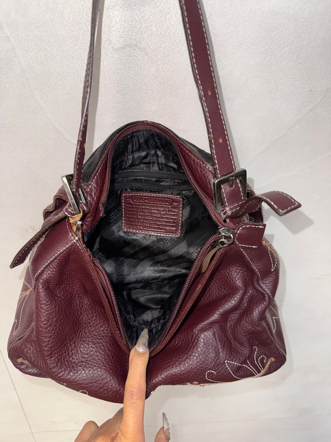 Burgundy oriental stitch flower 숄더백 상품이미지5