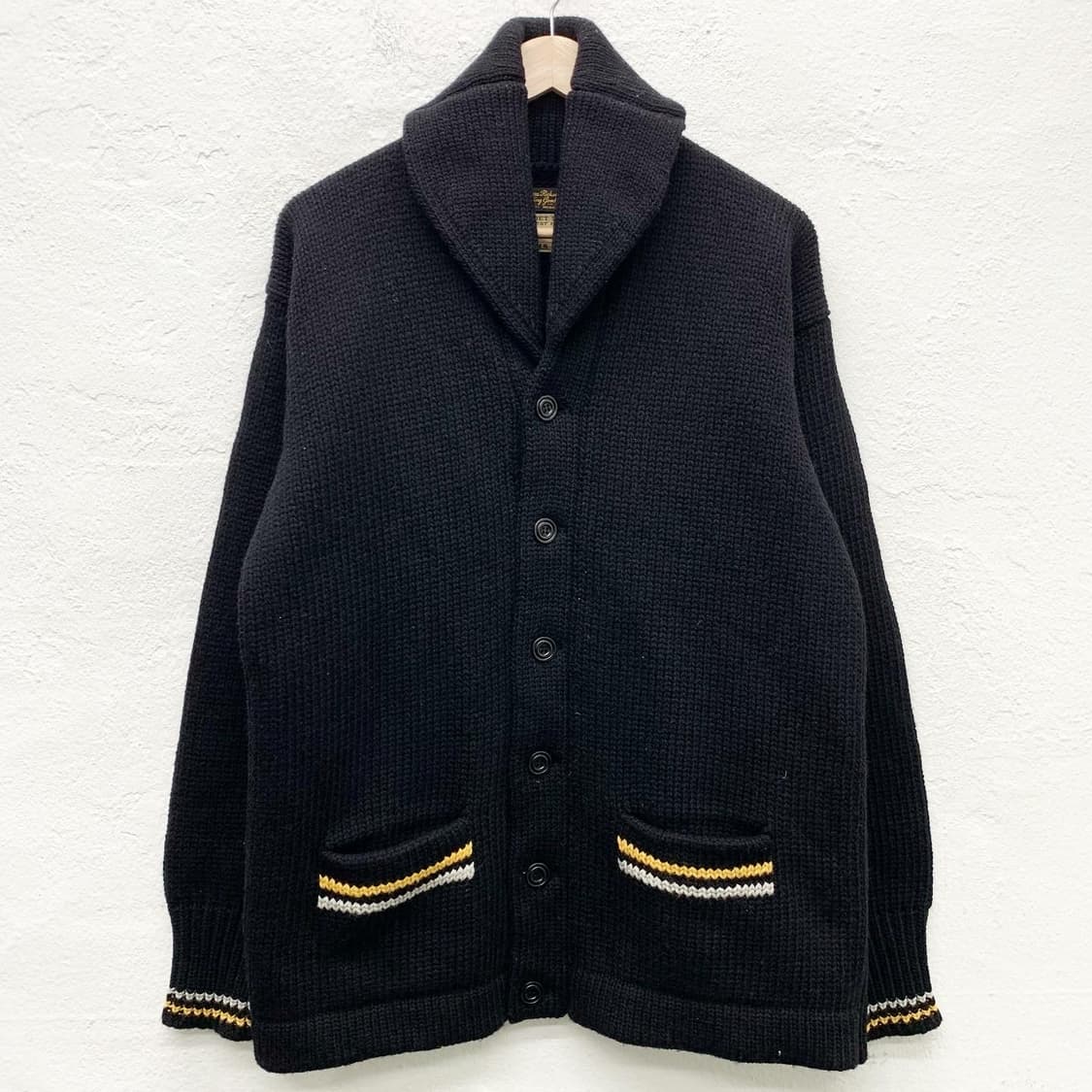 버즈릭슨 x 빔즈 블랙 숄카라 헤비니트 가디건  상품이미지2