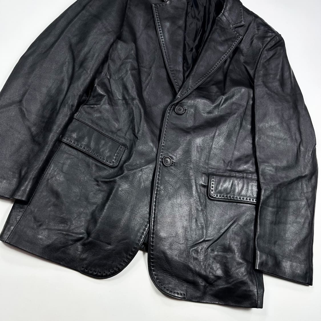 VTG 빈티지 양가죽 블랙 블레이저 자켓 (XL) 상품이미지4