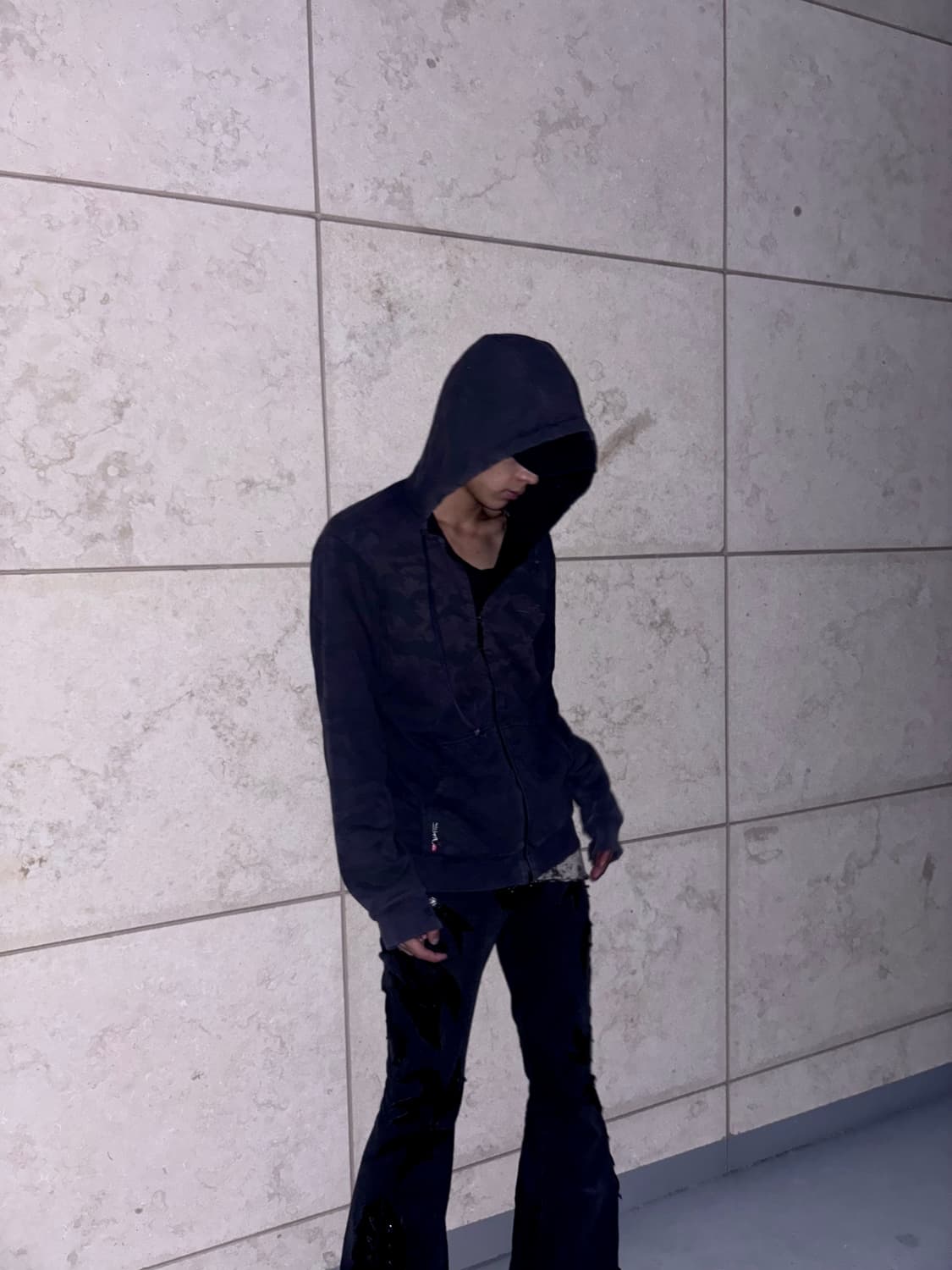 “Vintage” Dark Camo Pattern Hoodie Zip U 상품이미지7