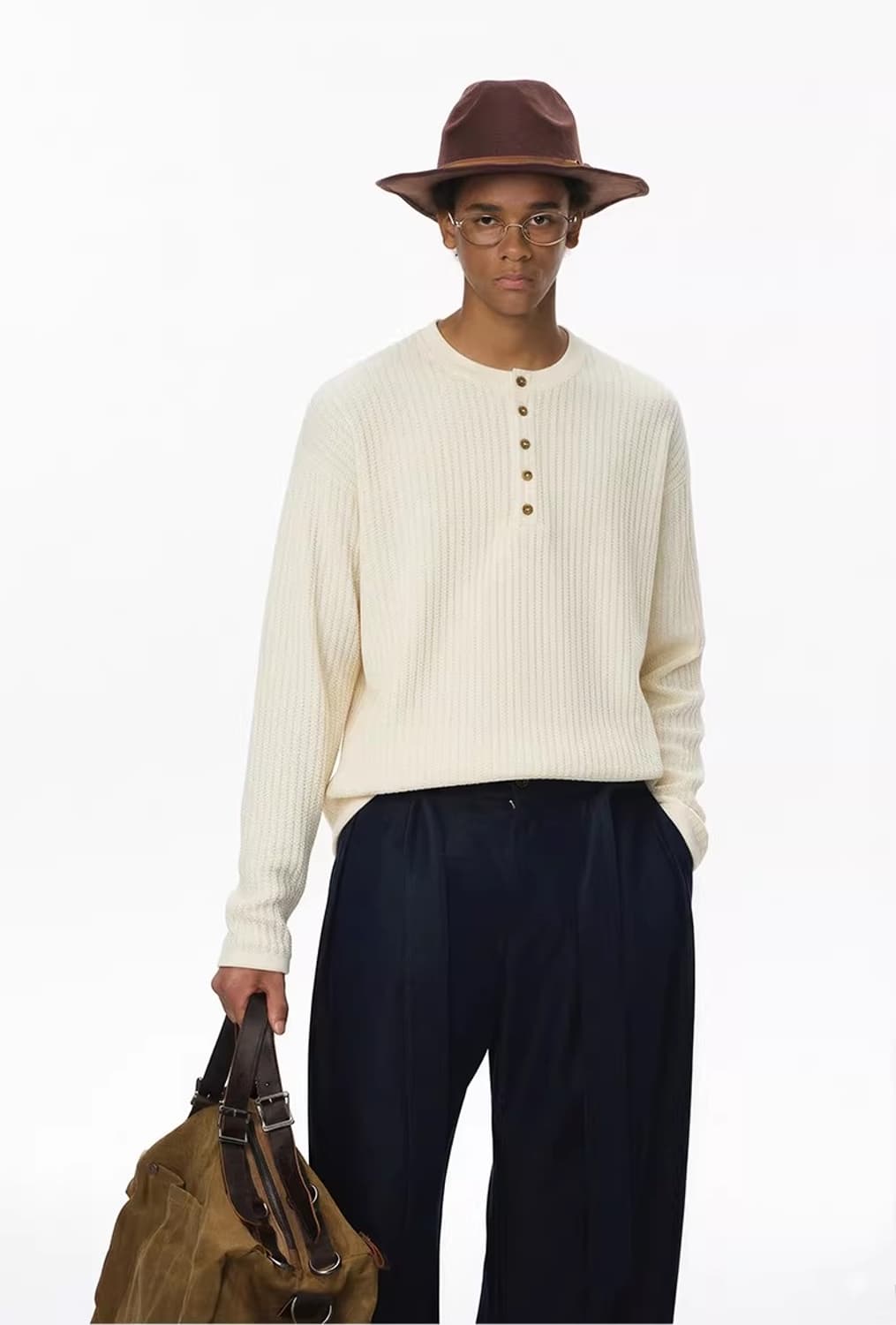 ️️️♦️ Wrinkle pleats / 링클 플리츠 헨리넥 긴팔 티셔츠 상품이미지3