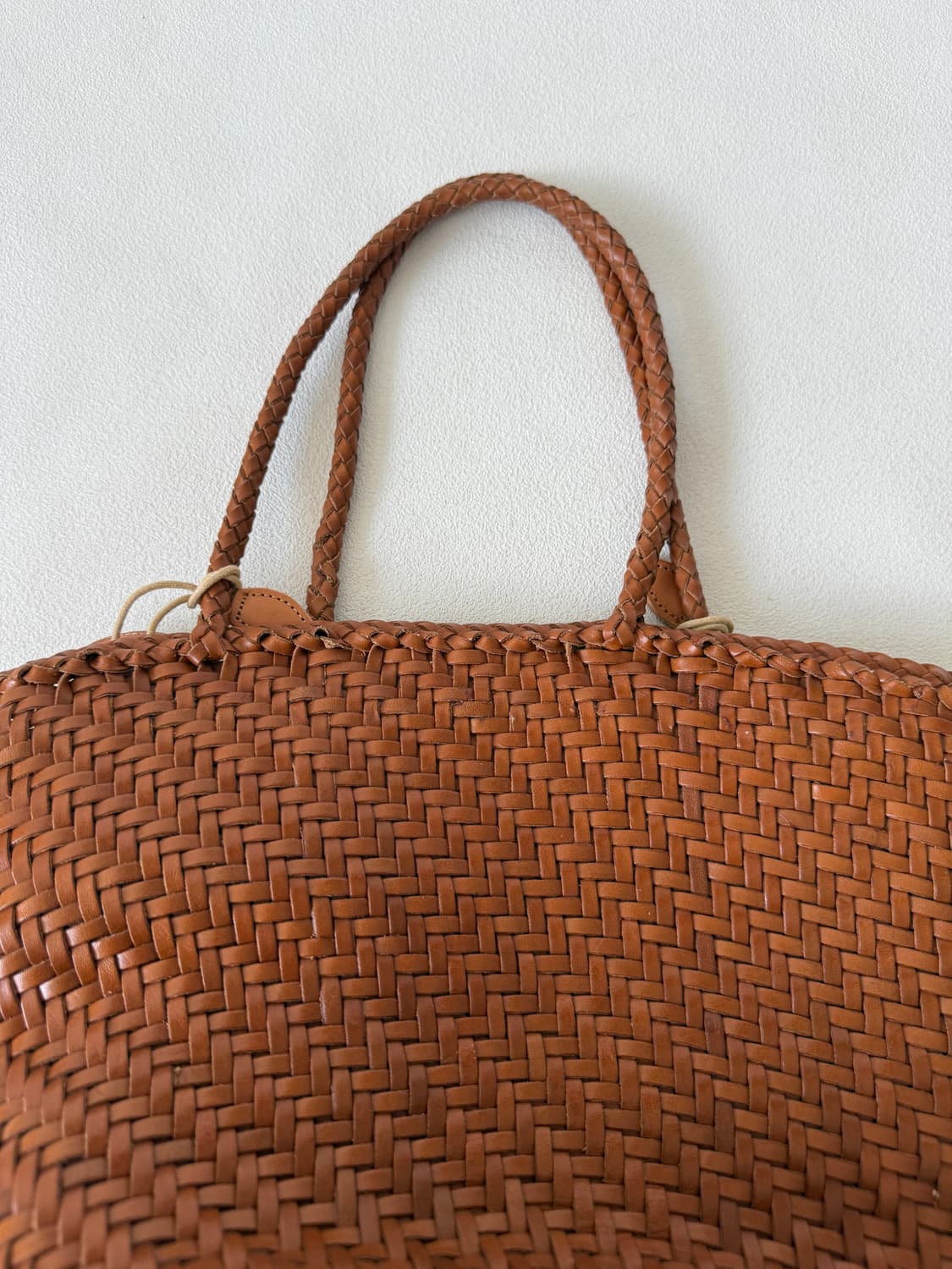 Pre owned 라탄 레더 토트백 상품이미지2