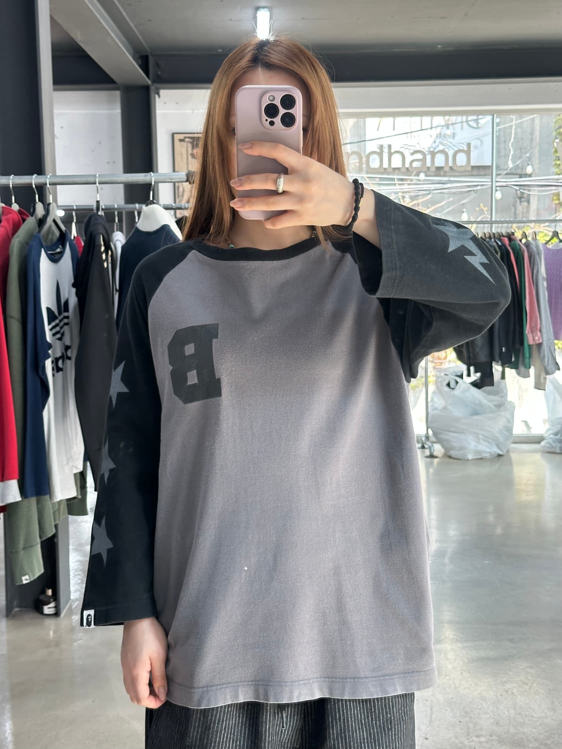 베이프 스타 래글런 티셔츠 차콜블랙 상품이미지3