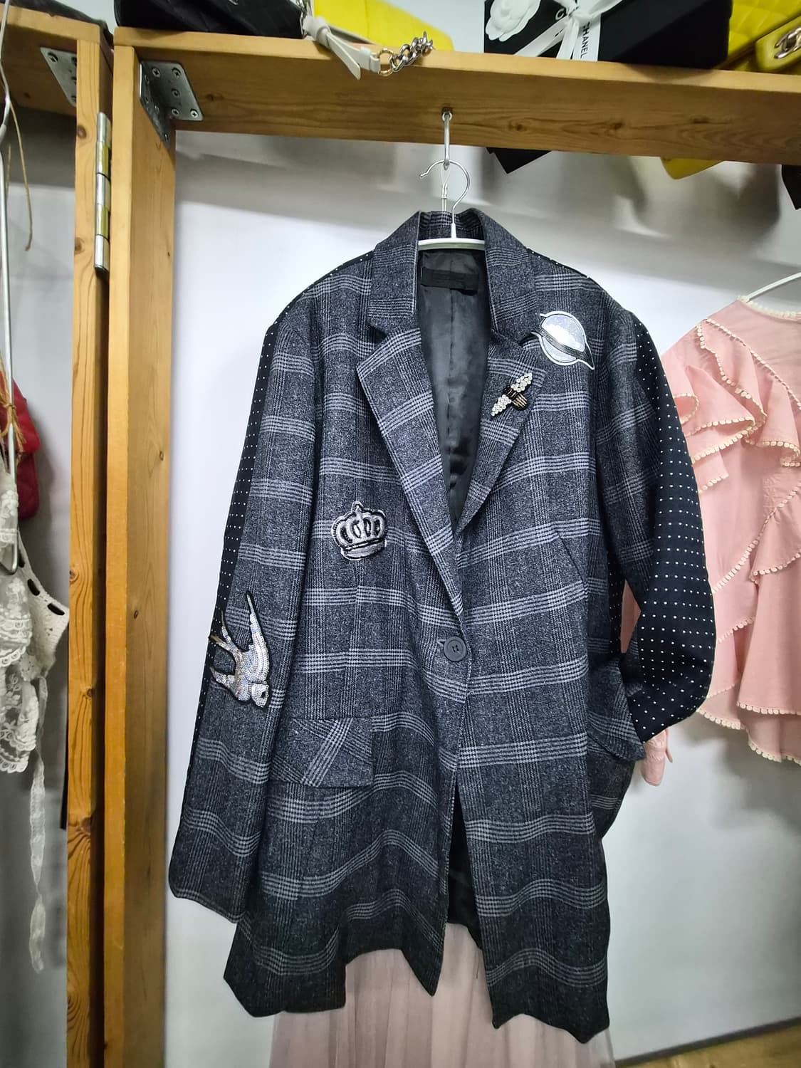 엔쥬반 체크도트 디자이너자켓 상품이미지2