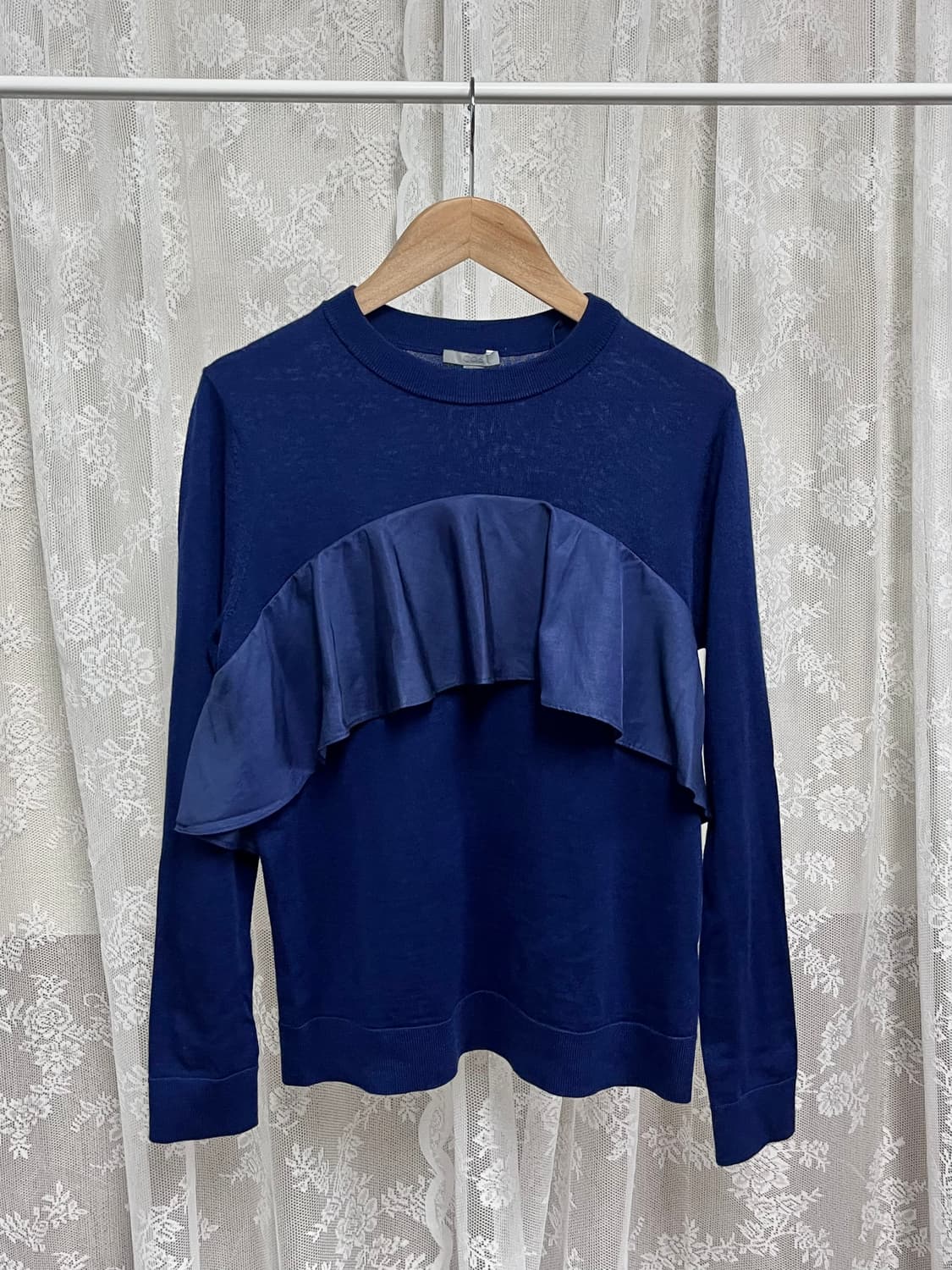 XS) 코스 COS 프릴 울 니트 블루 상품이미지1