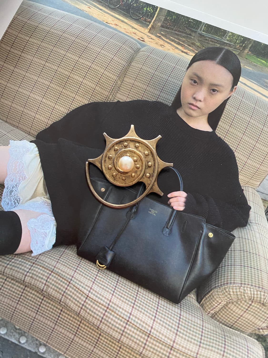 빈티지 진주 장식 스카프링 브론즈 브로치 상품이미지5