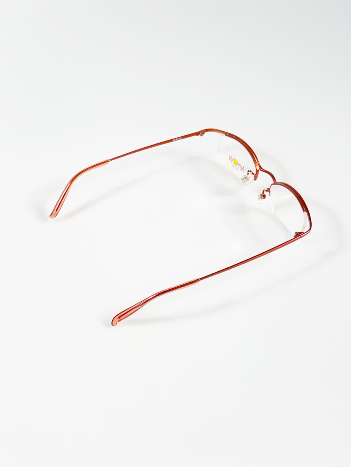 90s NIHOW 브라운 메탈 스퀘어 반무테 빈티지 안경 상품이미지4