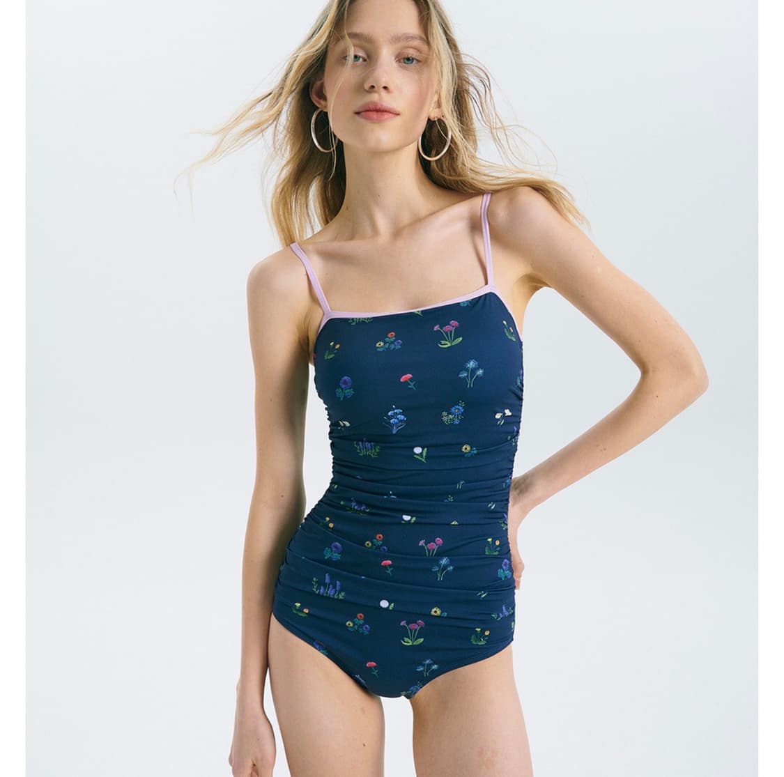 센토르 플라워 셔링 스윔웨어 네이비 원피스 수영복 상품이미지1