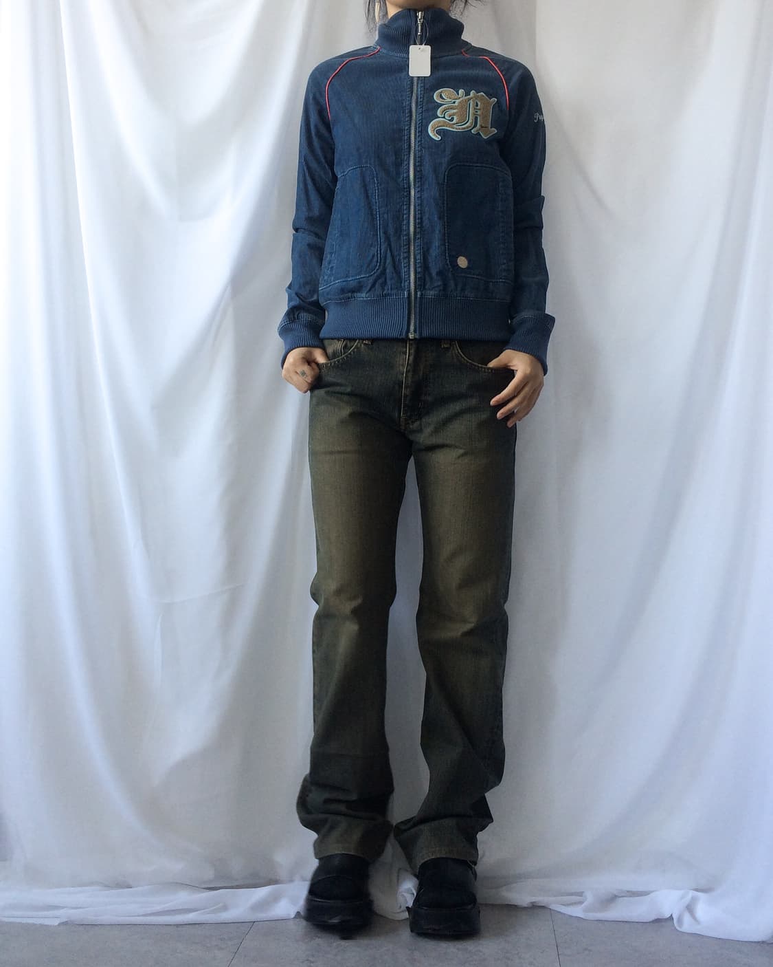 Slim fit ribbed high neck zip up 상품이미지5