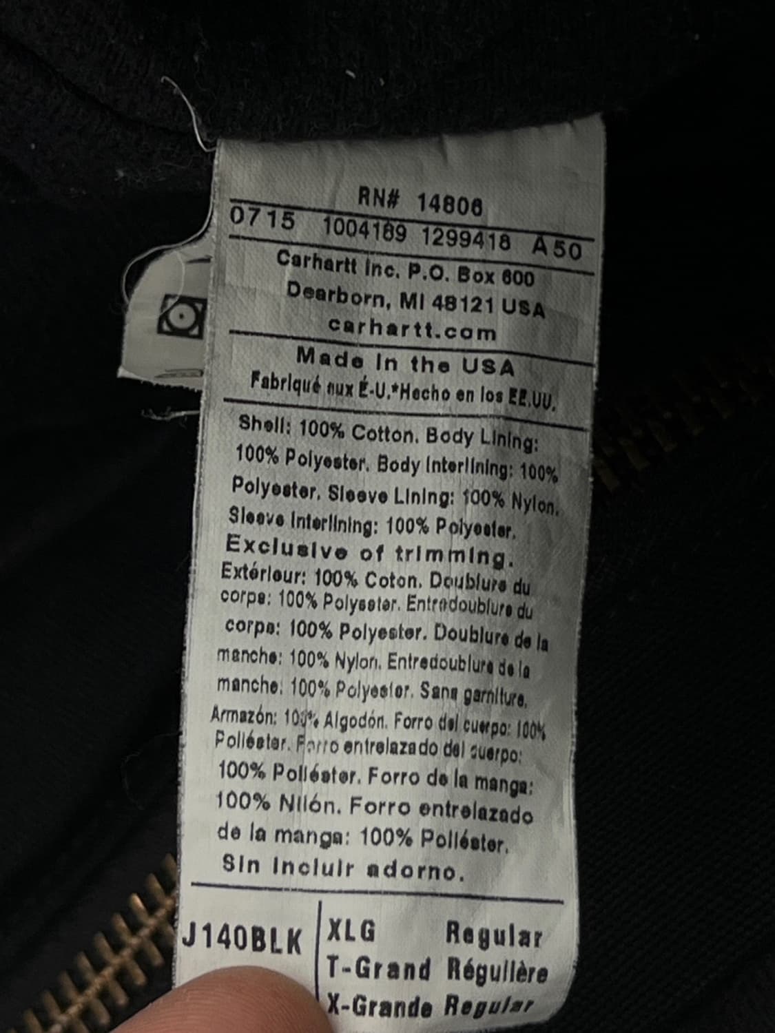 칼하트 J140 블랙 액티브 자켓  상품이미지9