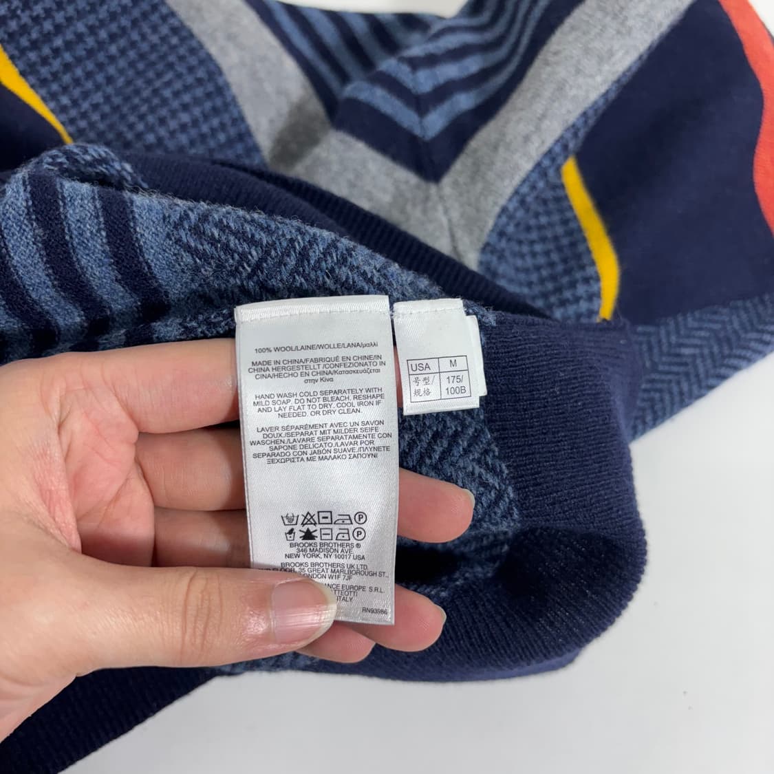 95 M 브룩스브라더스 울100% 멀티컬러 단가라니트 상품이미지5