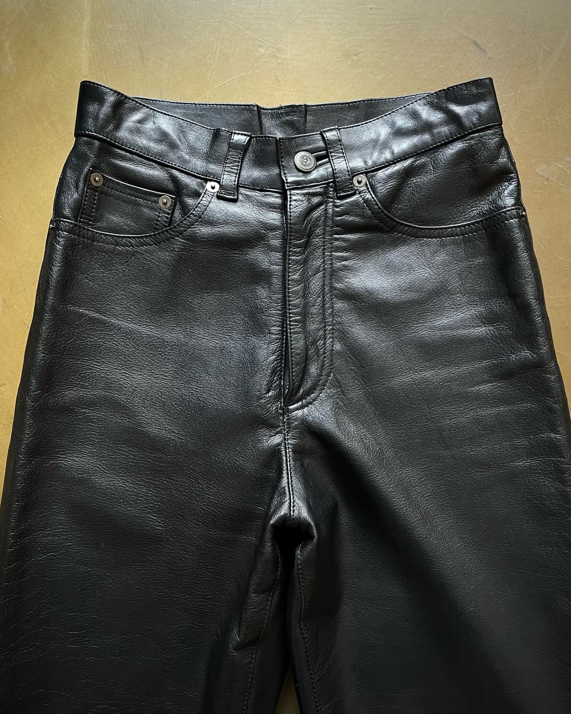USA Real Cowhide Leather Black Trouser 상품이미지4