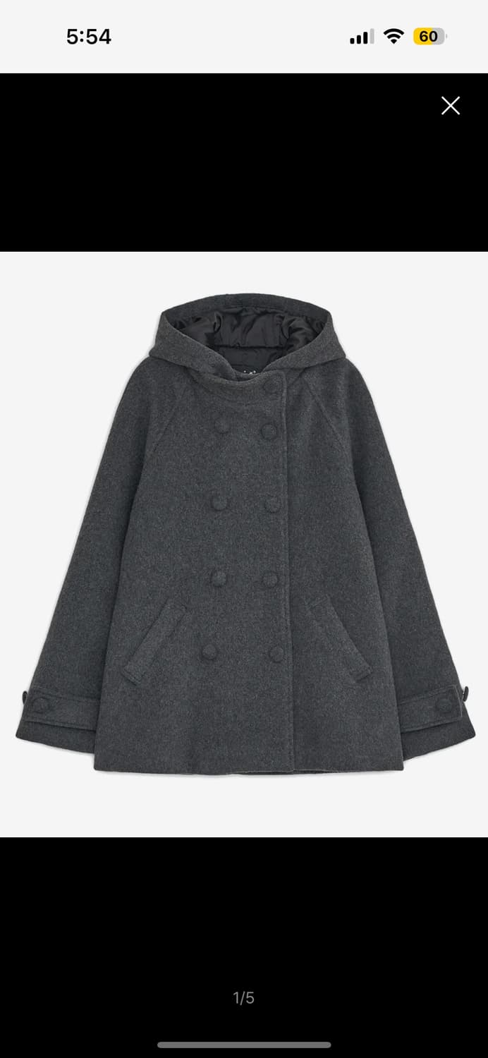 허그유어스킨 후드 하프 코트 차콜 상품이미지1