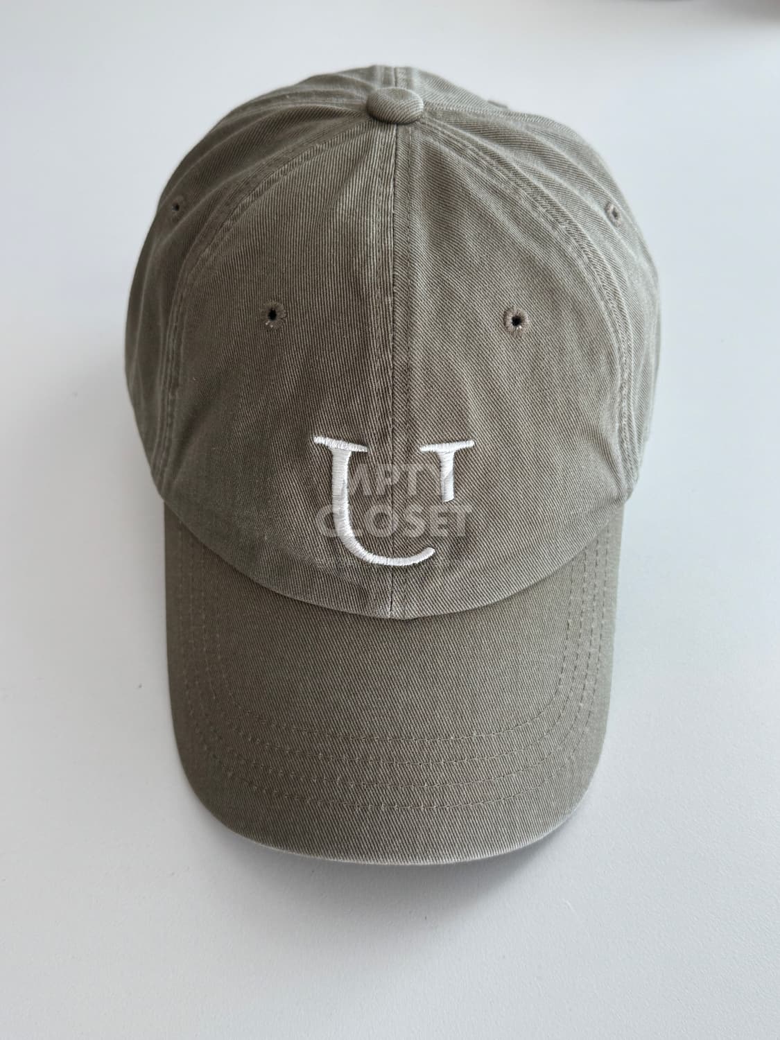 언어펙티드 워시드 자수 로고 볼캡 카키 상품이미지2