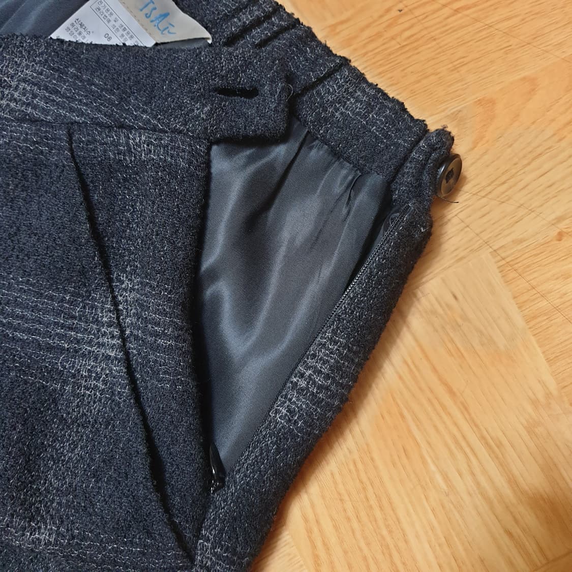 isae 이새 글렌체크 뒷밴딩 얇은 모직 크롭 배기팬츠 배기바지 상품이미지6