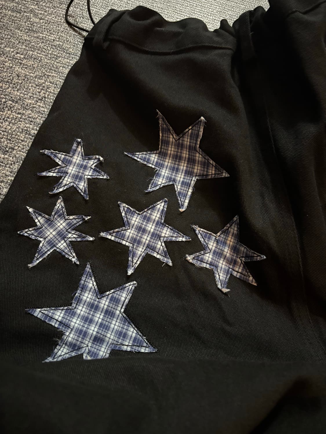 탄산마그네슘 스타 아플리케 팬츠 블랙 상품이미지2