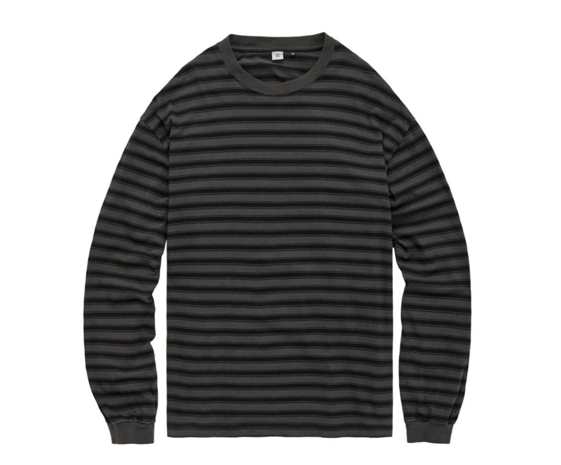 [4] 폴리테루 스트라이프 롱슬리브 차콜 상품이미지1