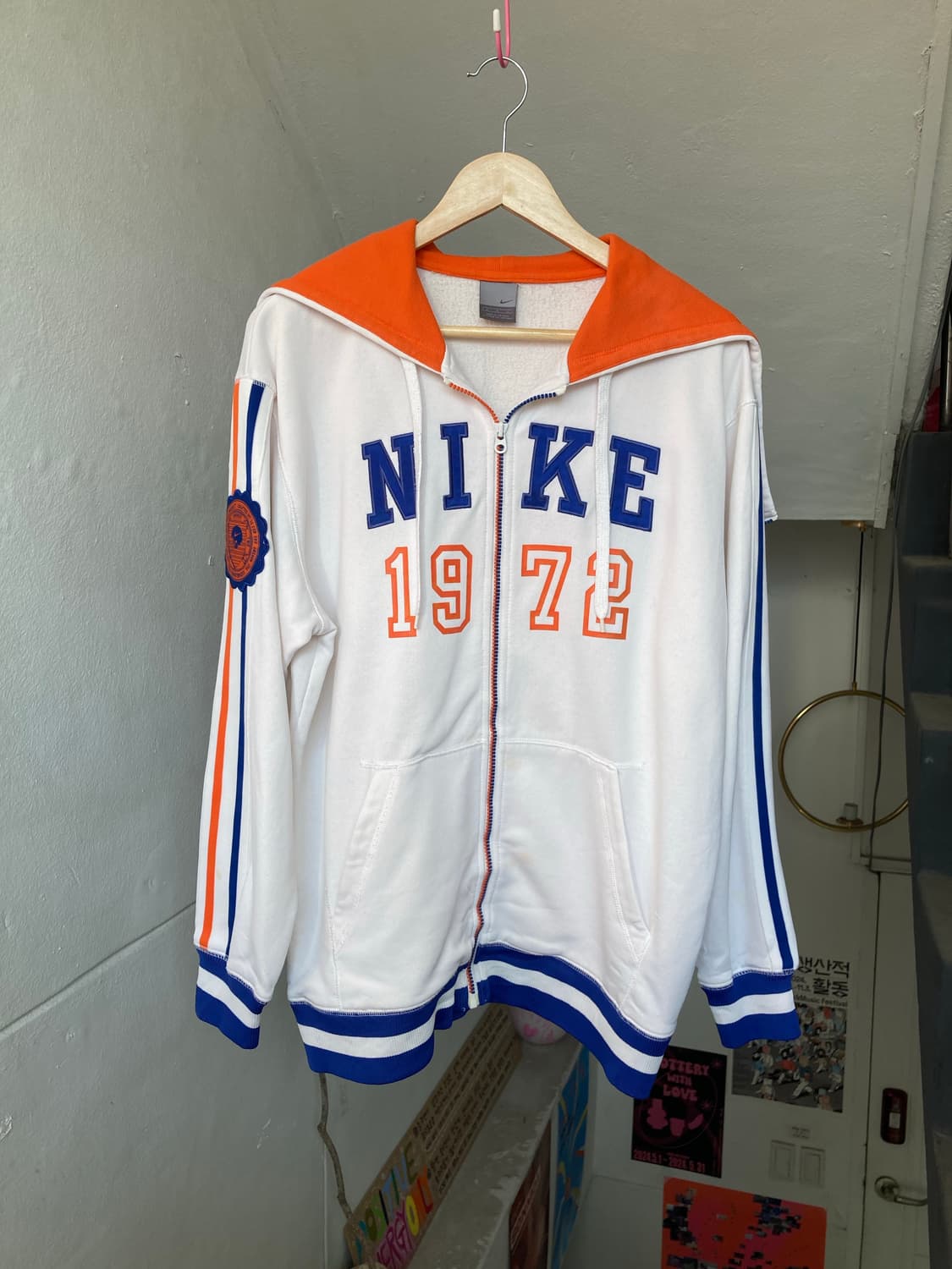 나이키 NIKE 오렌지 지퍼 디테일 후드집업 상품이미지1