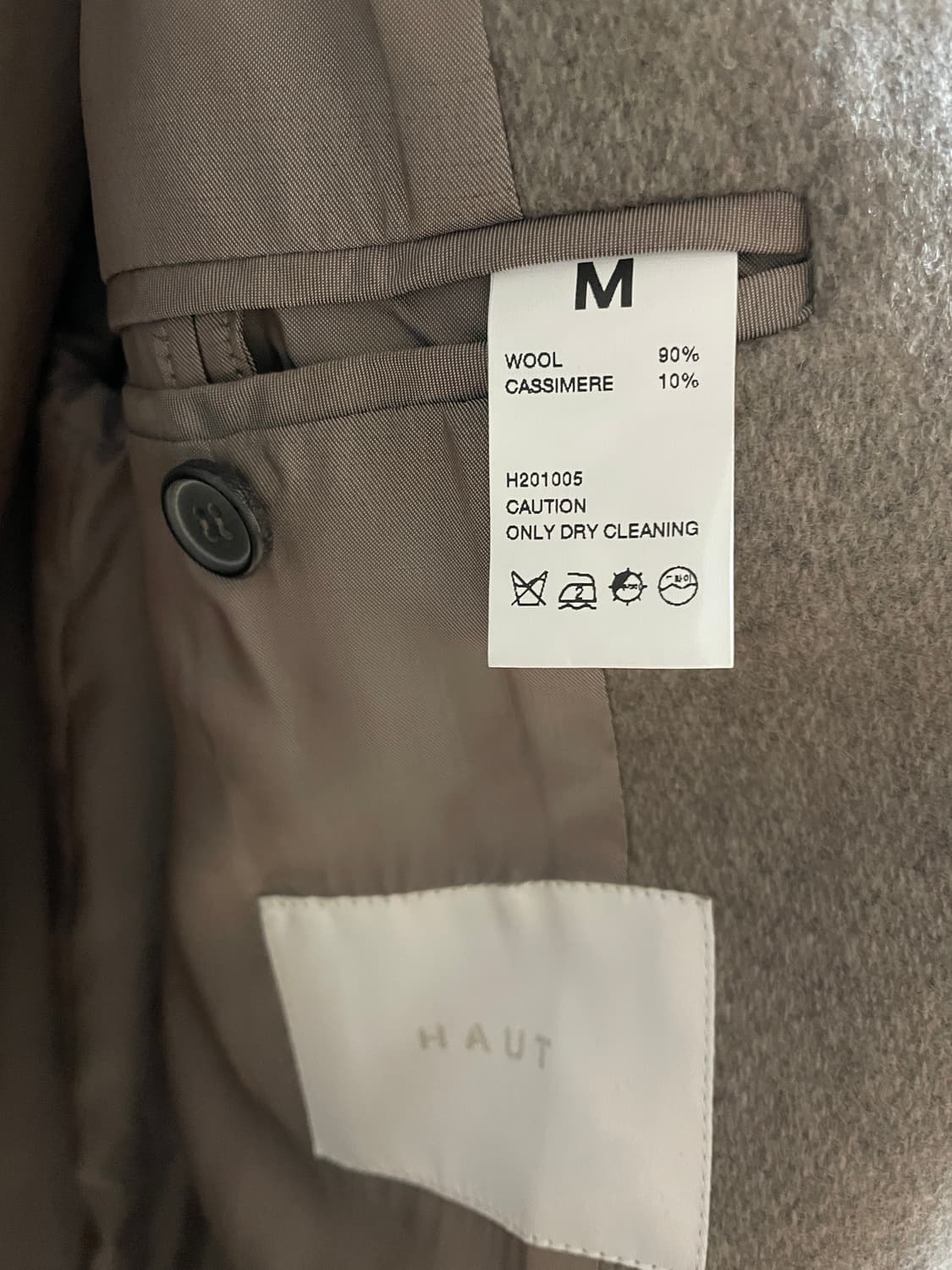 하우트옴므 오트밀 캐시미어 2버튼 싱글코트 M사이즈 상품이미지5