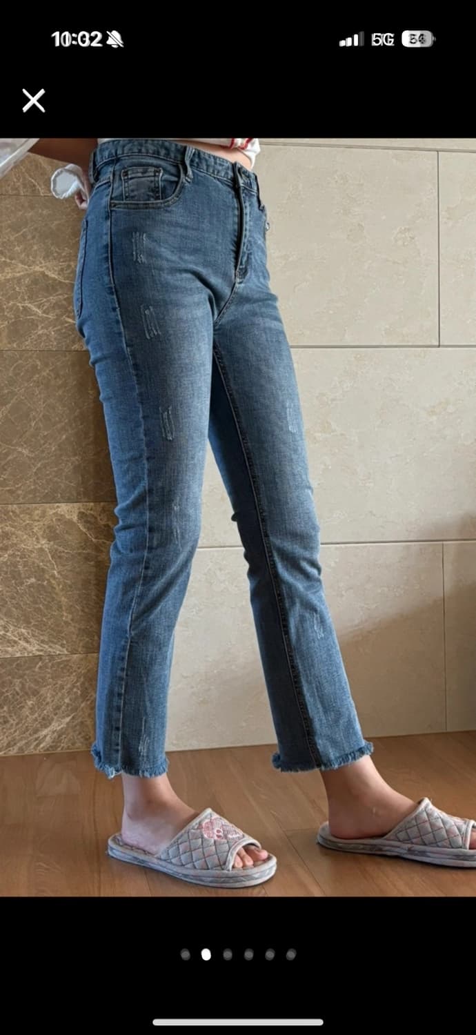 스크래치 9부 데님바지 상품이미지2