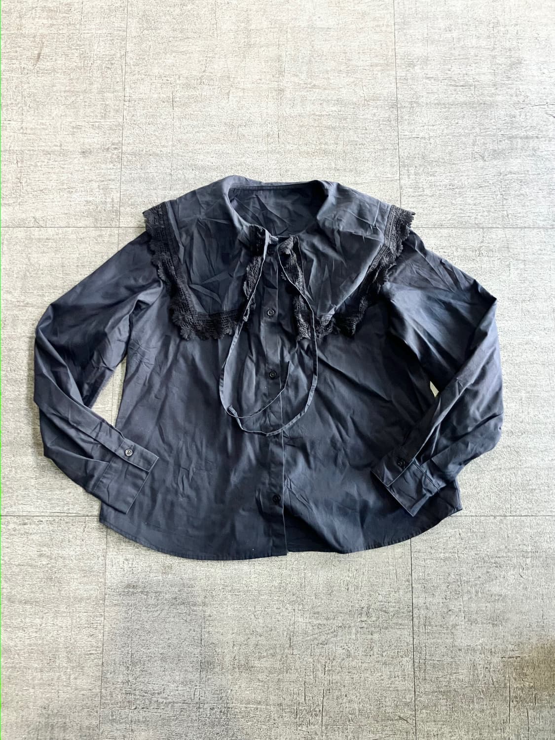 일본빈티지 Gu 하구미모리걸 달천깔페어리 영국풍 블라우스 블랙 상품이미지1