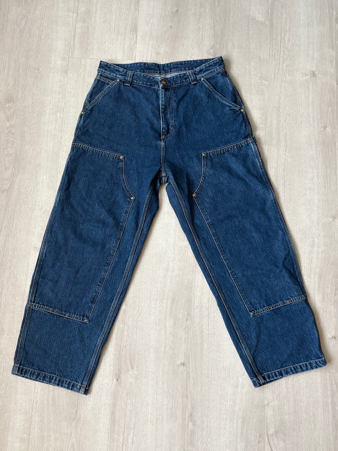 (착샷있음) 칼하트윕 내쉬 더블니 팬츠 스미스 블루 스톤 워시드 상품이미지2