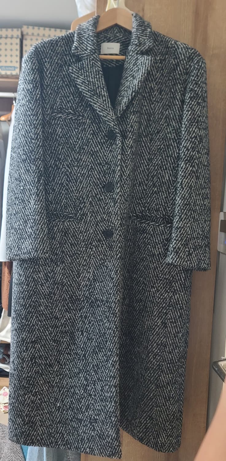 헤링본코트 모직 오버핏코트 울코트 상품이미지1