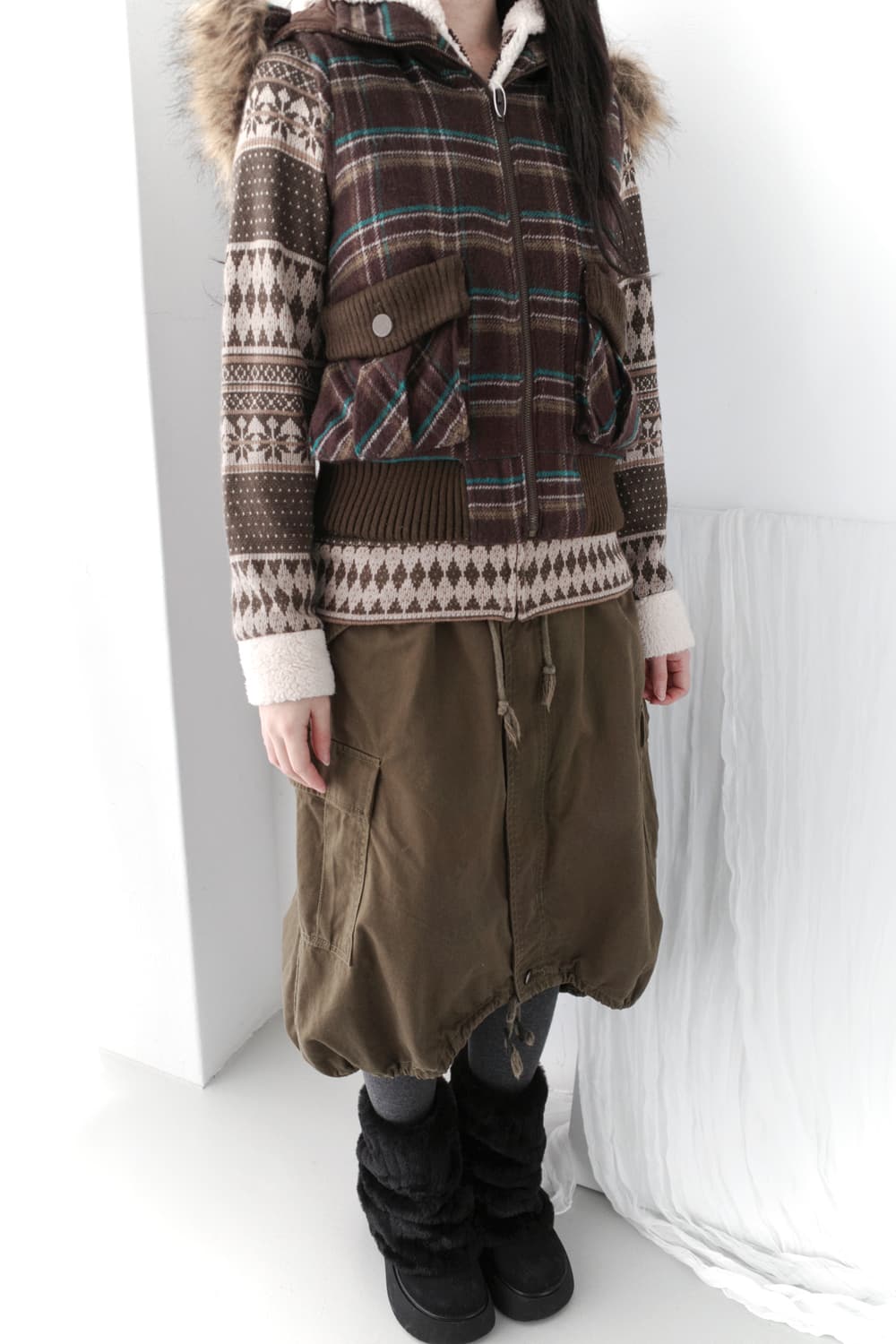 check fur vest  상품이미지7