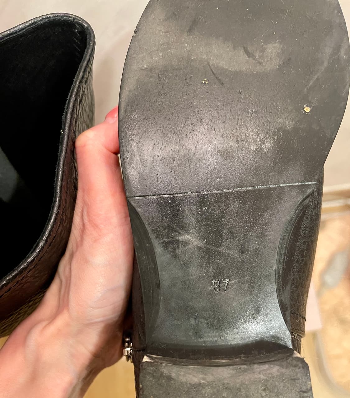 리얼 카우레더 지퍼 롱부츠 블랙 37사이즈(240) 상품이미지6