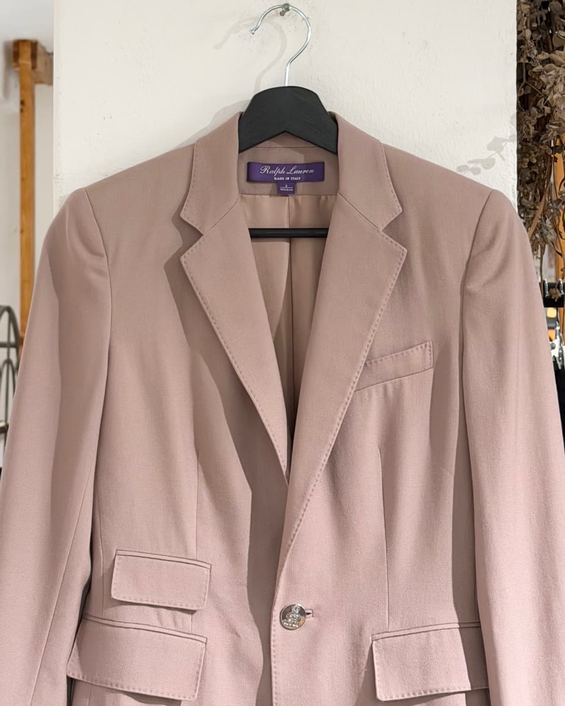 랄프로렌 퍼플라벨 연핑크 캐시미어 원버튼 카라 자켓 상품이미지4