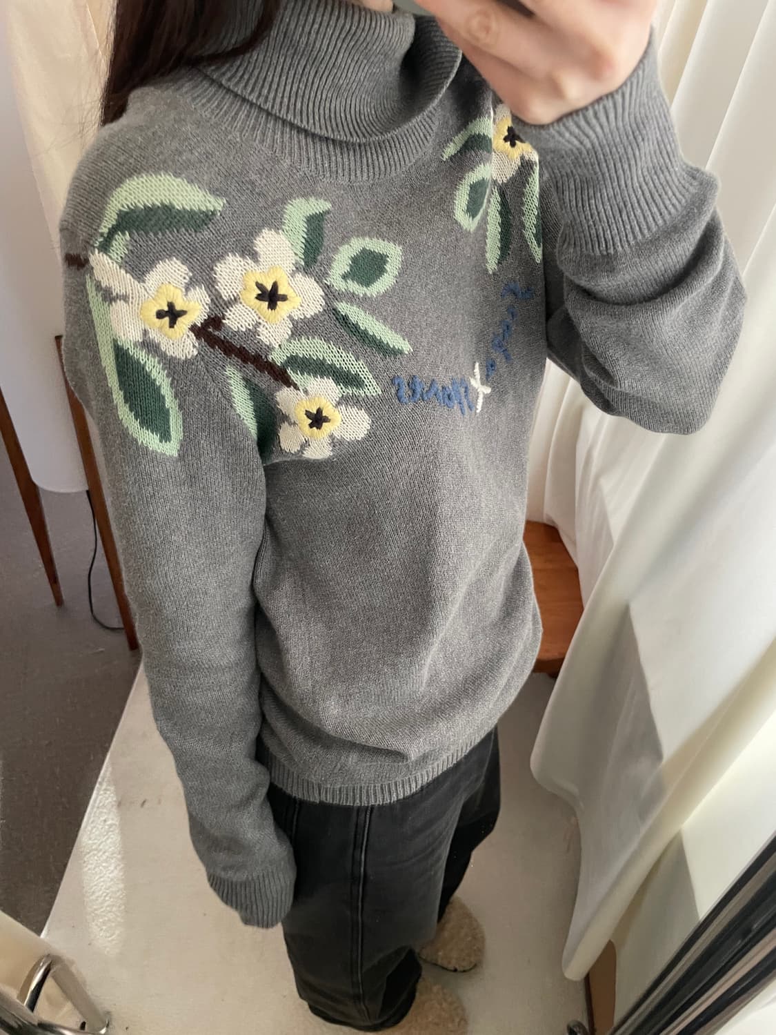 vintage flower embroidered knit 상품이미지9