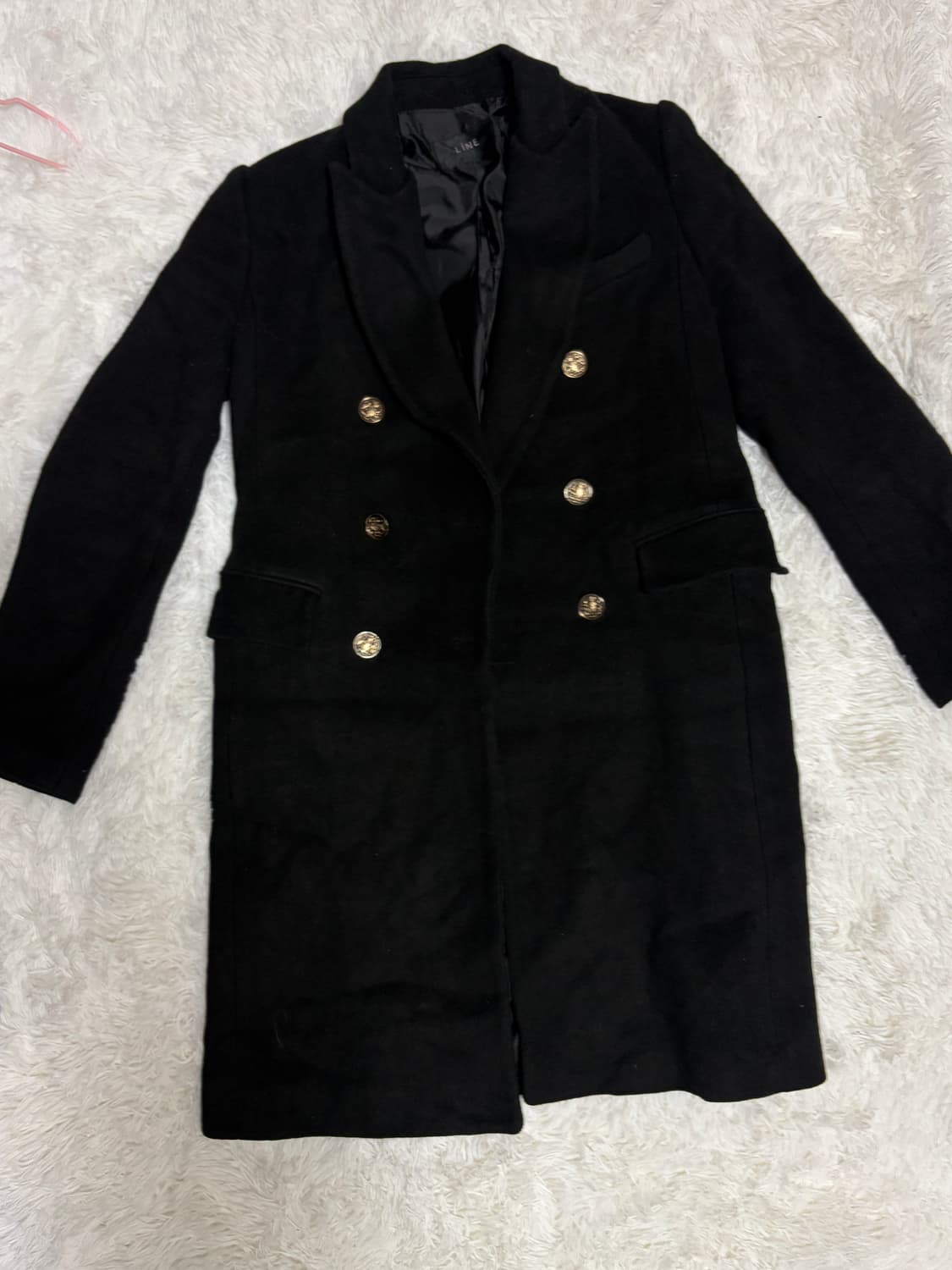 라인 검정 롱 코트 자켓 상품이미지1