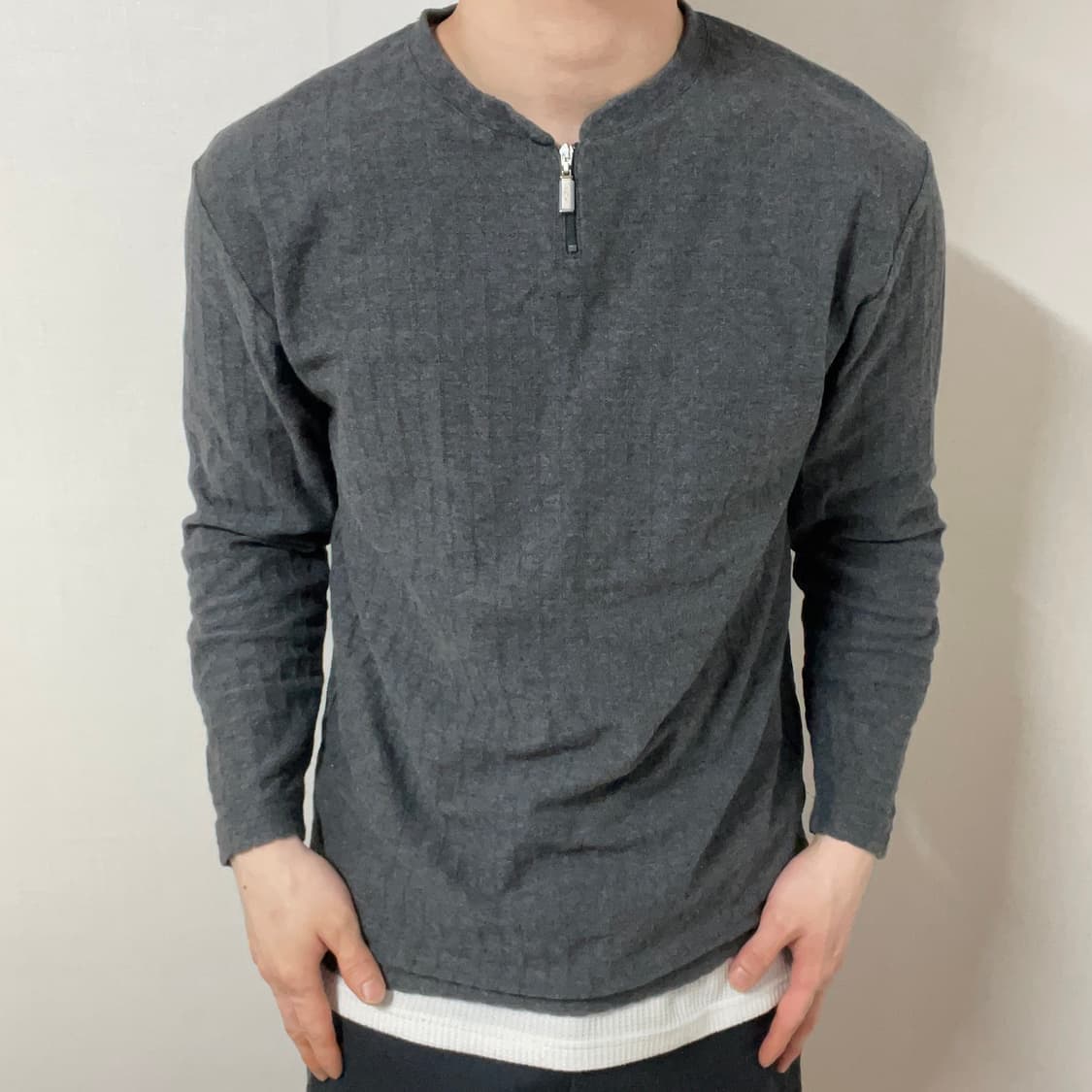 YOHJI YAMAMOTO GRAY HALF ZIP LONG SLEEVE 상품이미지2