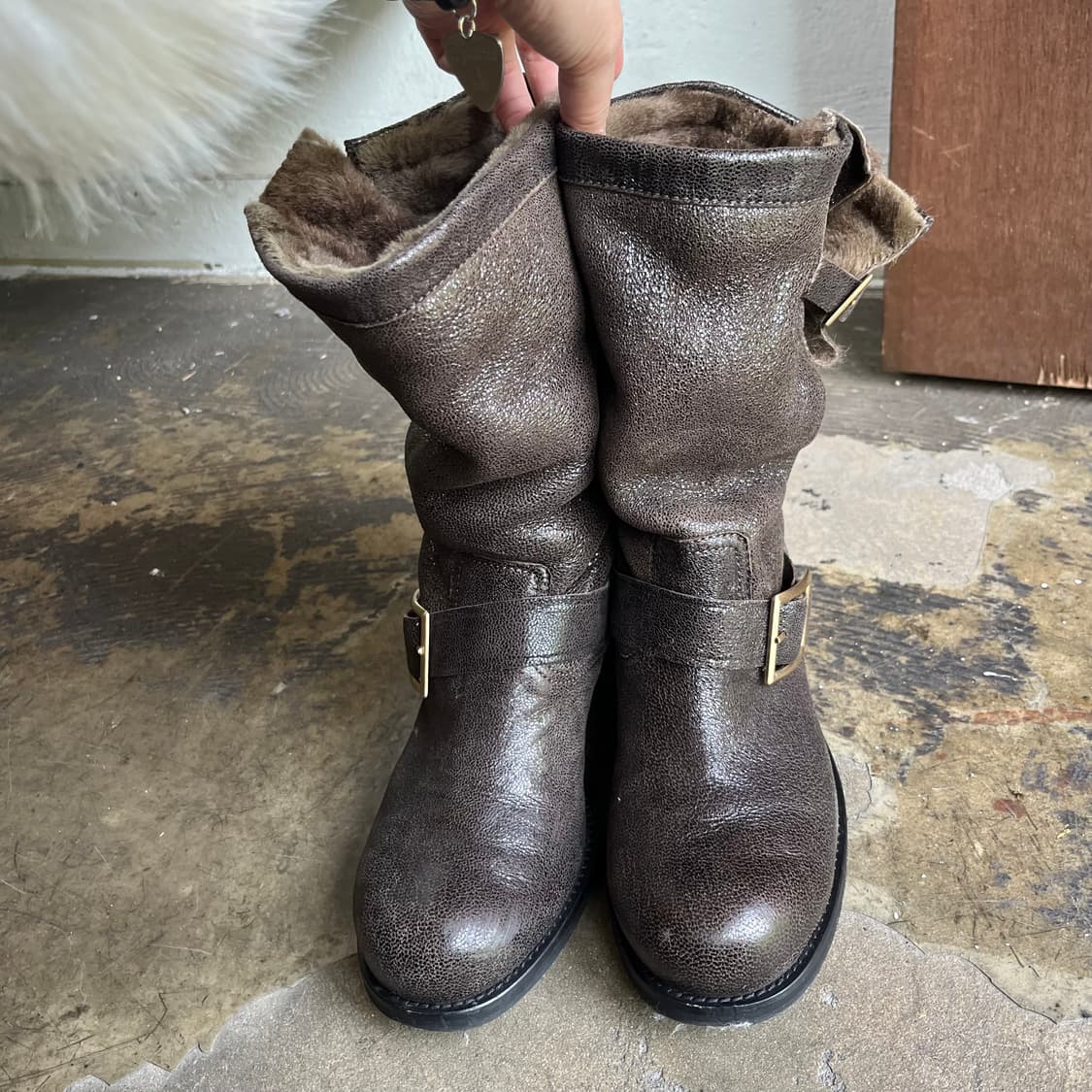 지미츄 글리터 안감 퍼 엔지니어 부츠 상품이미지3