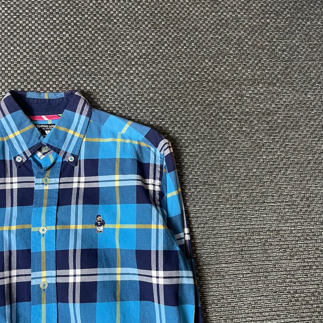 티니위니 베어로고 블루 네이비 체크 긴팔 셔츠 S 상품이미지3