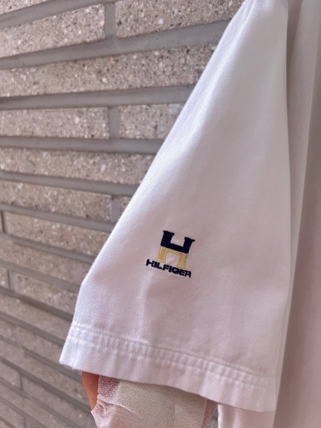 [XL]90's 타미힐피거 싱글포켓 하프 집업 셔츠 상품이미지6