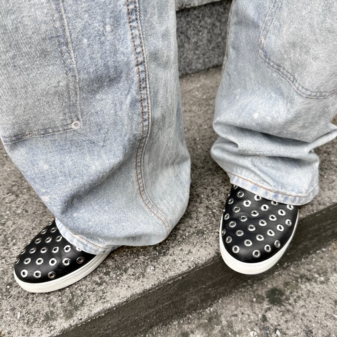 00s 프라다 스포츠 블랙 그로멧 슬립온 플랫 슈즈 상품이미지1