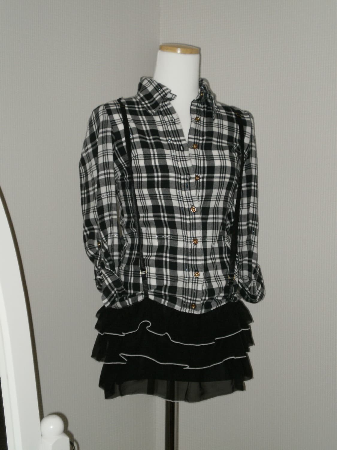 체크 서스펜더 원피스 헤이세이 상품이미지9