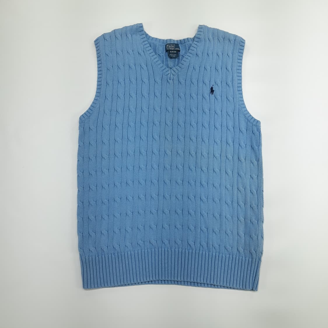 CN533 L-XL 폴로 랄프로렌 스카이블루 케이블 니트 조끼 베스트 상품이미지1
