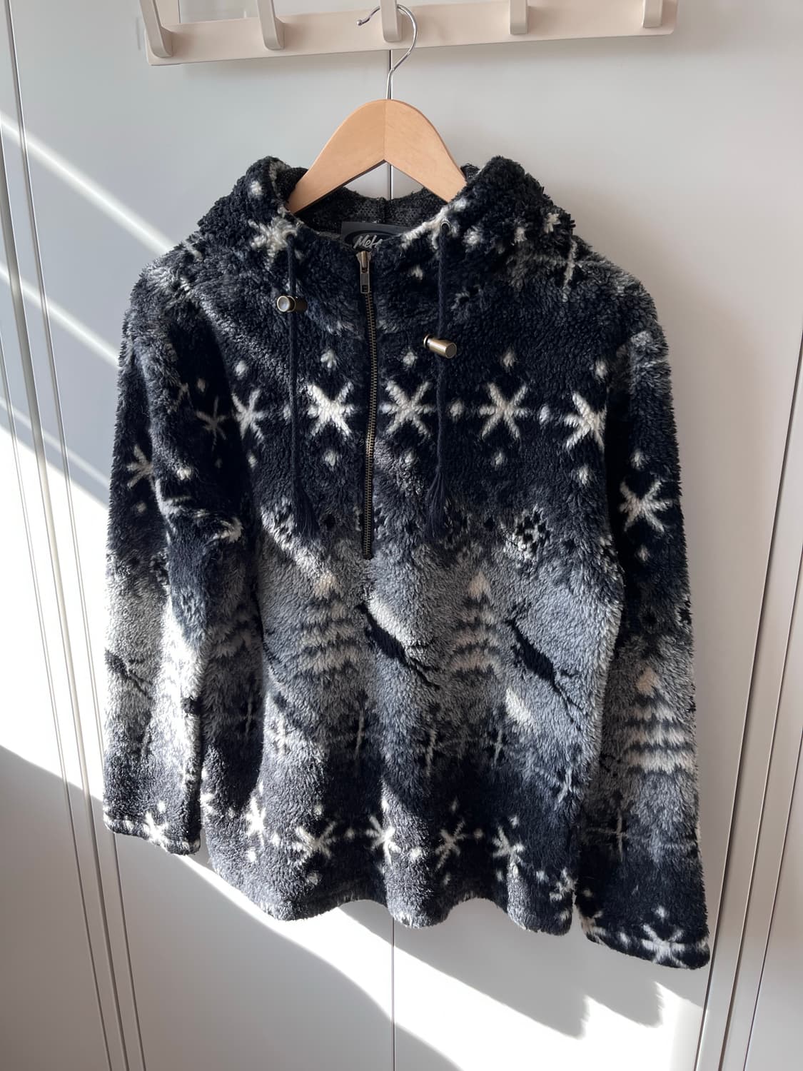 빈티지 겨울밤 풍경 눈꽃 후리스 집업  상품이미지9