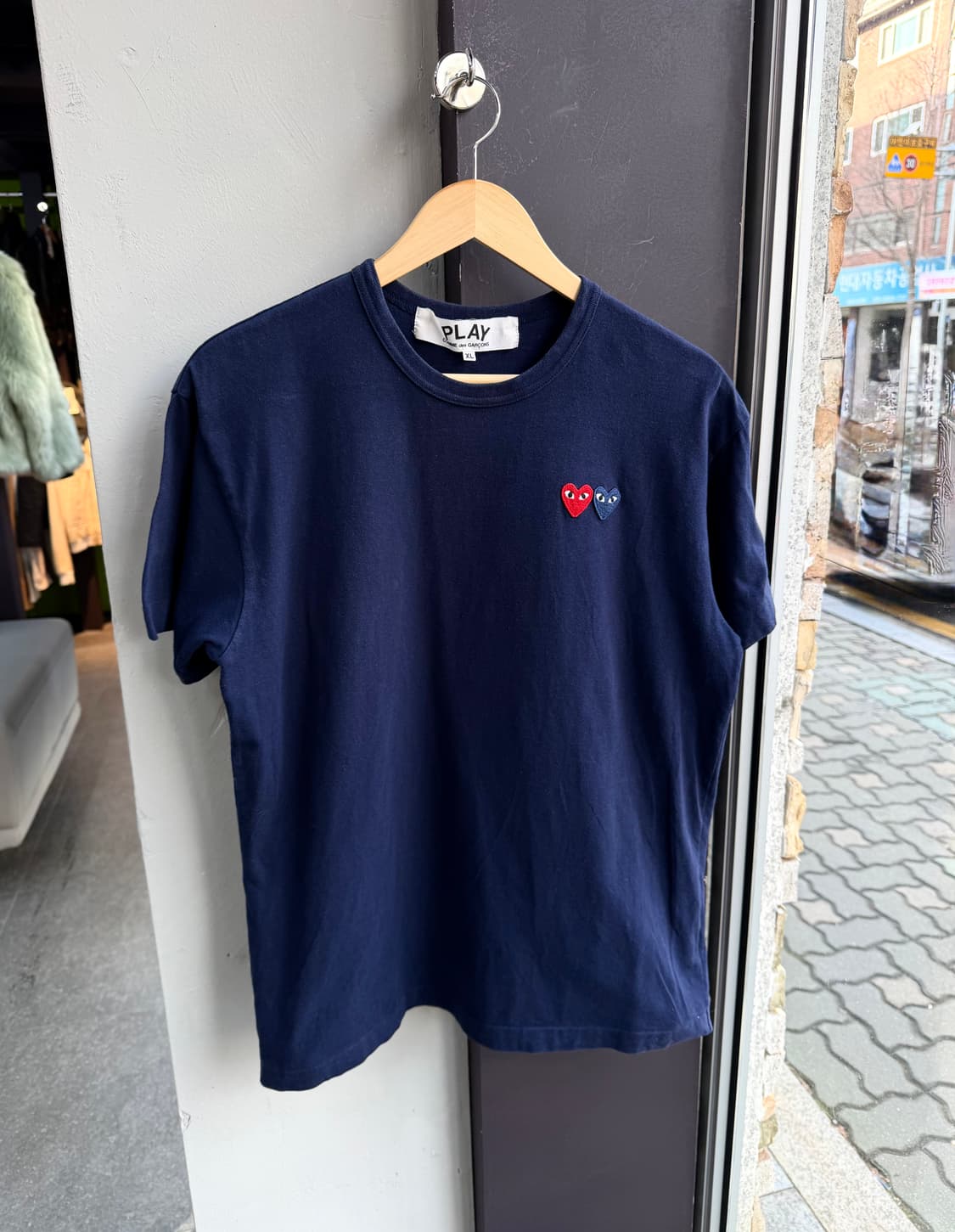 100/ 꼼데가르송 더블와펜 네이비 반팔 상품이미지2