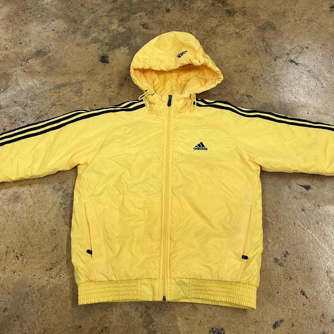 [정품/85] 아디다스 3선 옐로우 후드 패딩 수트 b18 상품이미지3