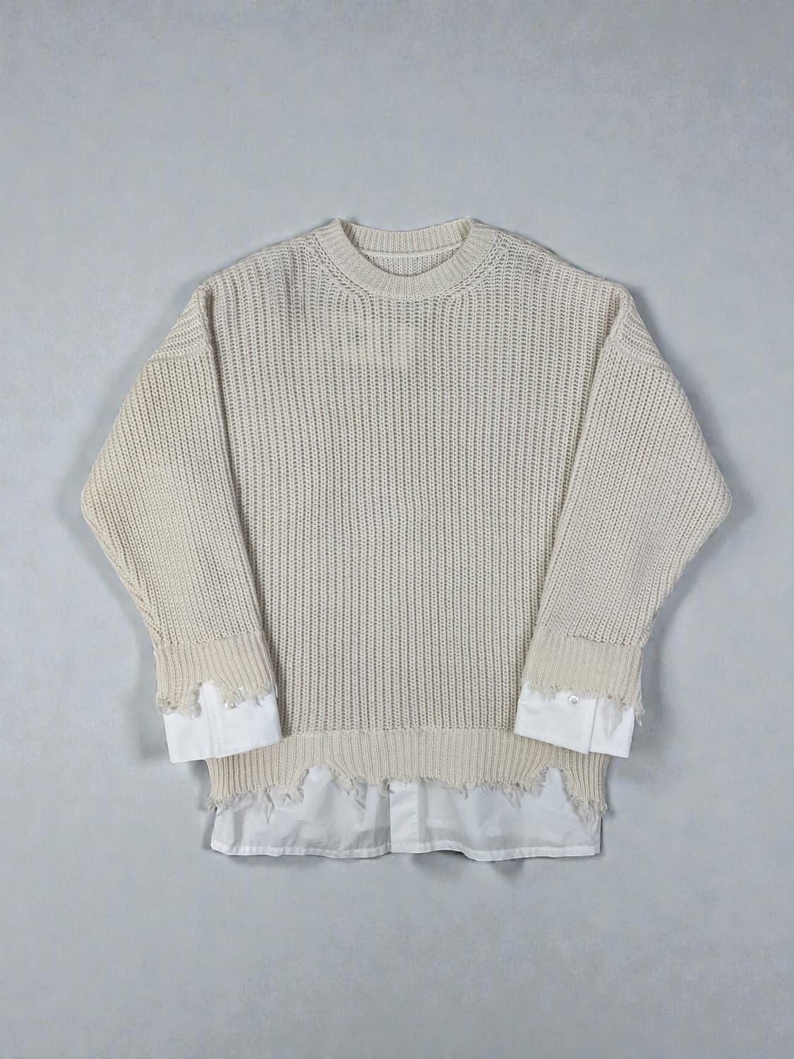 MM6 마르지엘라 디스트레스 셔츠 레이어드 니트 스웨터 아이보리 XS 상품이미지2
