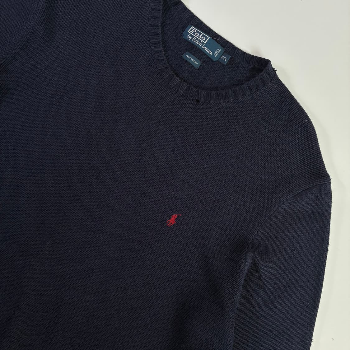 Polo  폴로 랄프로렌 90,s 자수 코튼  네이비 라운드 니트 상품이미지3