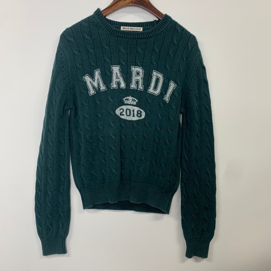 마르디 메크르디 프린팅 차콜 꽈배기 니트 상품이미지2