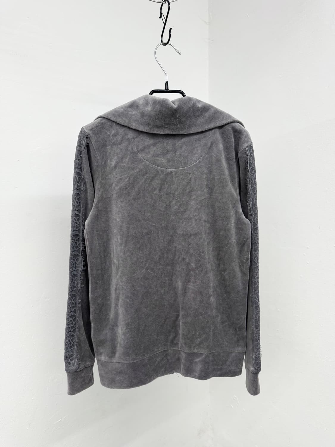 그레이 벨벳 레이스 집업 상품이미지7