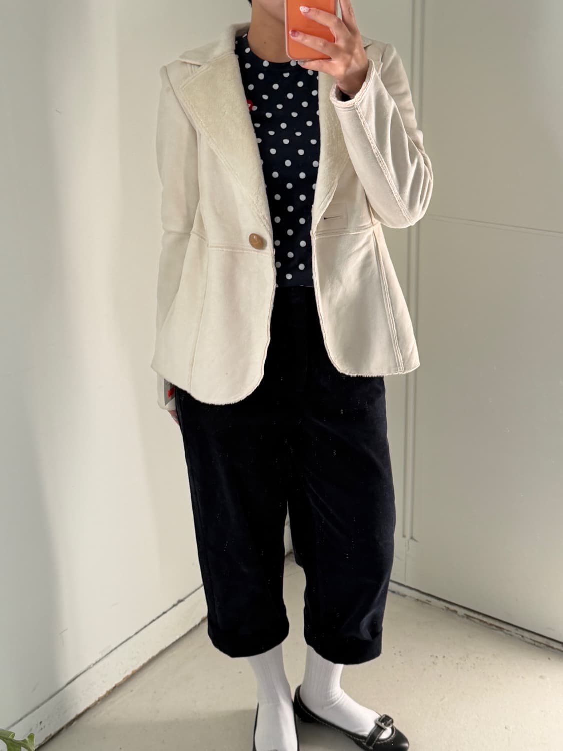 일본빈티지 화이트 무스탕 자켓 상품이미지2