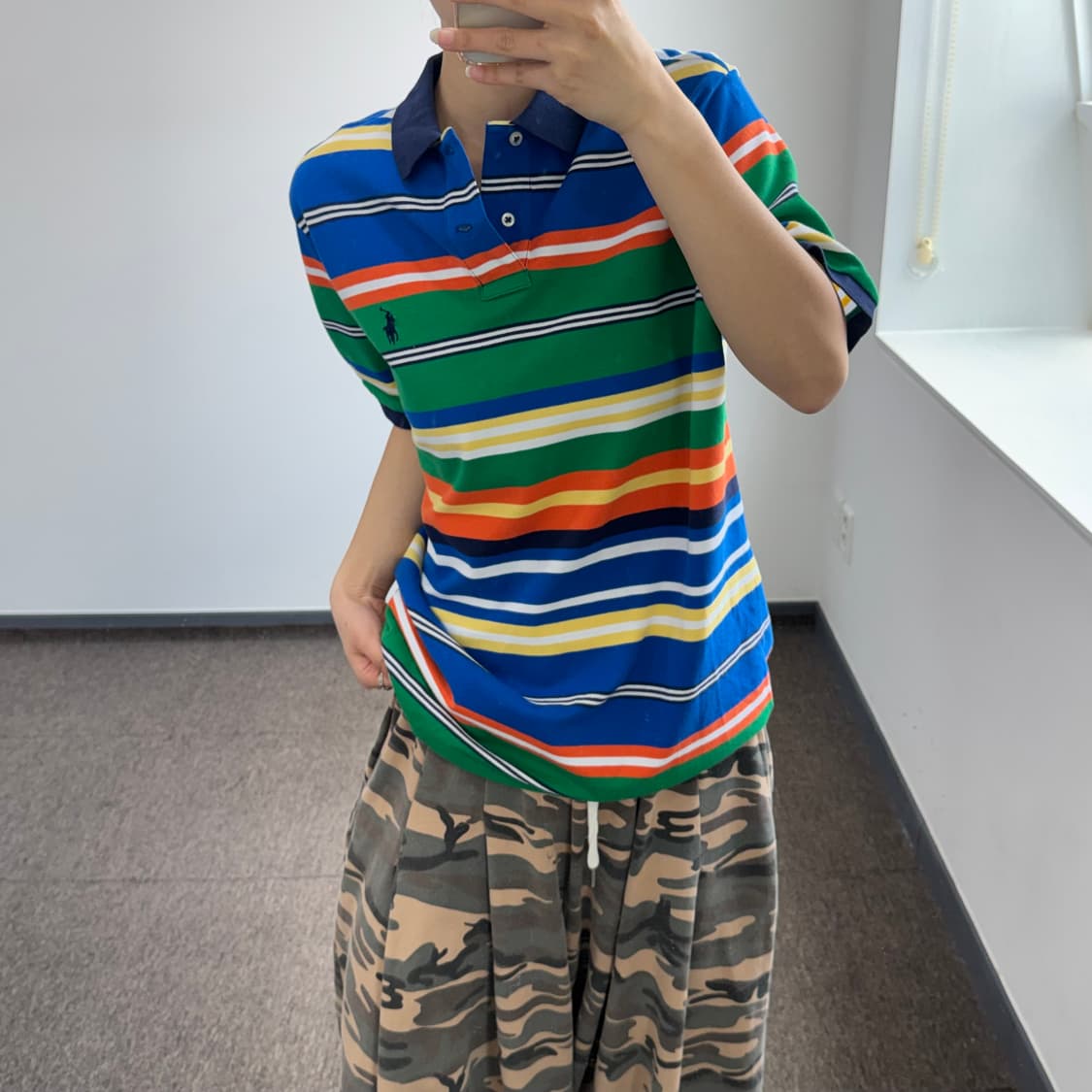 Polo 폴로 네이비 포니 스트라이프 카라 반팔티  상품이미지2